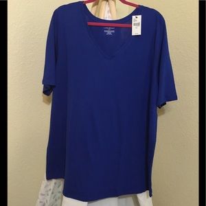 Lane Bryant Royal Blue V-neck Tee